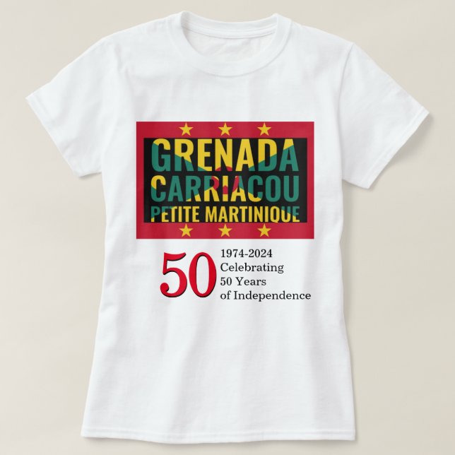 Snyggt 2024 GRENADA 50-årsjubileum Självständighet T Shirt (Design framsida)