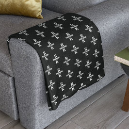 Snyggt 2-brev monogram stampade allover Black Fleecefilt