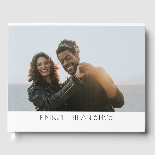 Snyggt 2 Fullt Foto Simple Bröllop Anpassningsbar Gästböcker (Framsida)