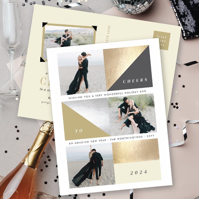 Snyggt 3 Foto av guldfärgade eldblock från gott ny Helg Vykort (Skapare uppladdad)