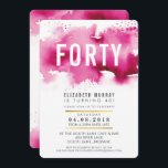 SNYGGT 40-årsdag party INBJUDAN rosa med vattenfär<br><div class="desc">En inbjudan till trendiget för din BIRTHDAY för vilken ålder som helst - kontakta mig om du vill ändra glitter-typen för dig! TIP: 1. Om du vill ändra/flytta grafik & typsnitt och lägga till mer text - slått knappen "anpassa". - - - - - - - - - - -...</div>