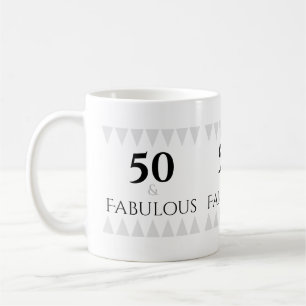 Snyggt 50 & Fabulous Silver Black Typography Kaffemugg