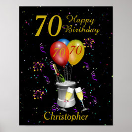 Snyggt 70:e födelsedag i Svarta Guld Poster