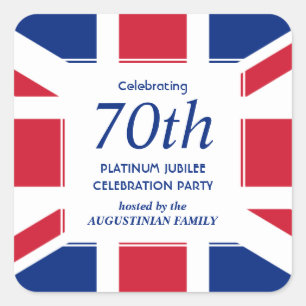 Snyggt 70:e Platinum Jubilee UNION JACK Fyrkantigt Klistermärke