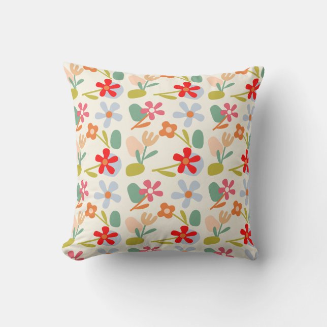 Snyggt abstrakt blommönsterdesign kudde (Framsida)