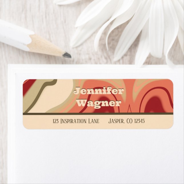 Snyggt Abstrakt Färgfull Modern Swirl-inspiration Returadress Etikett (Insitu)