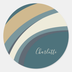 Snyggt Abstrakt Marble Art in Teal Personlig Runt Klistermärke