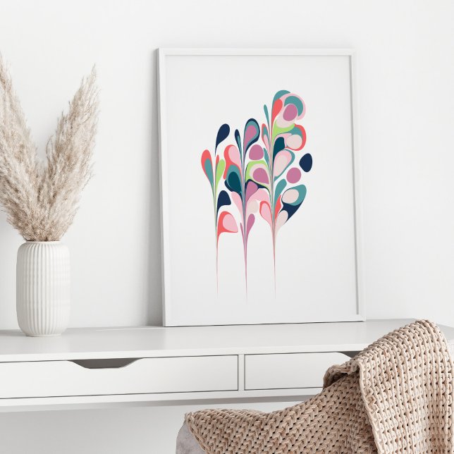 Snyggt Abstrakt Marble Botanical Shapes Artwork Poster (Skapare uppladdad)