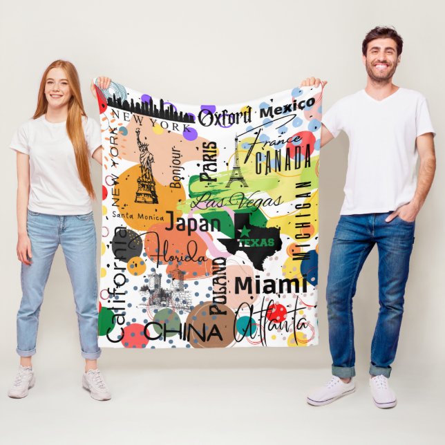 Snyggt abstrakt mönster Paris färglös Fleecefilt (På plats)