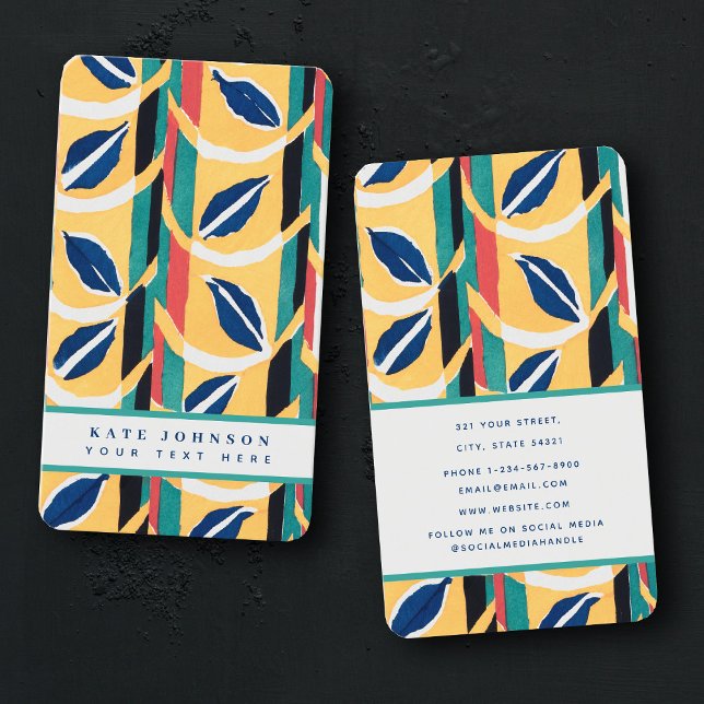 Snyggt Abstrakt Retro Vintage Färg vattenfärg Visitkort (Stylish Abstract Retro Vintage Colorful Watercolor Business Card)