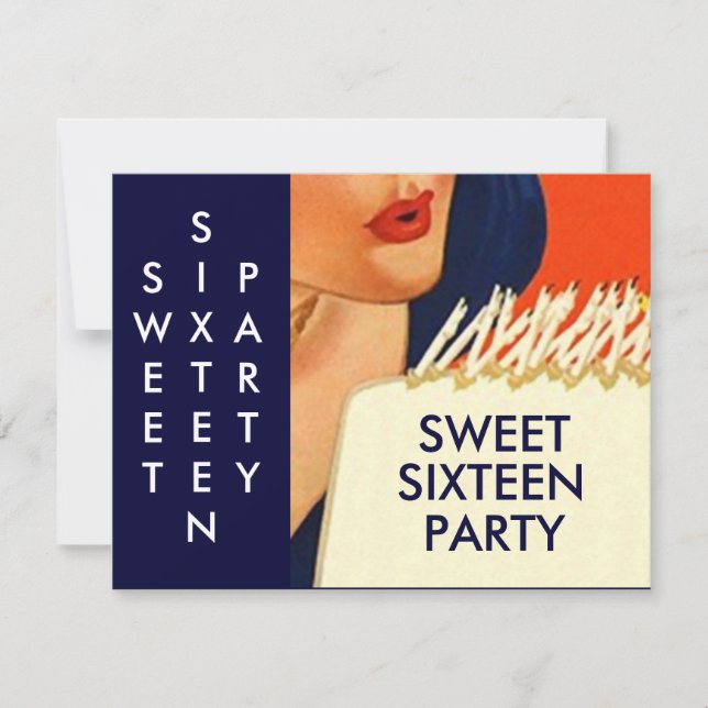 SNYGGT ABSTRAKT SWEET SIXTEEN 16 PARTSINBJUDANDE INBJUDNINGAR (Framsida)