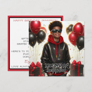Snyggt African American Boy Black/Red Birthday Kort