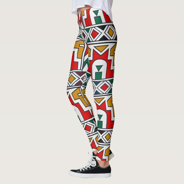 Snyggt Afrocentric Avslappnad Sports High Waist Leggings (Vänster)