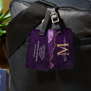 Snyggt Agate Geode Lila Monogram Bagagebricka