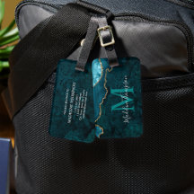 Snyggt Agate Geode Teal Grönt Monogram
