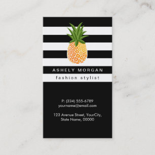 Snyggt Ananas med Svartvit Rand Visitkort