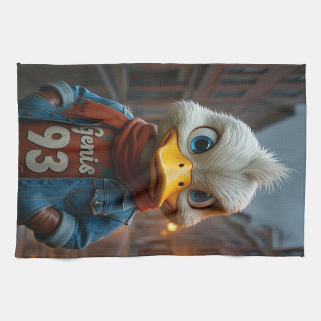 Snyggt Anka i köket Kökshandduk (Horisontell)