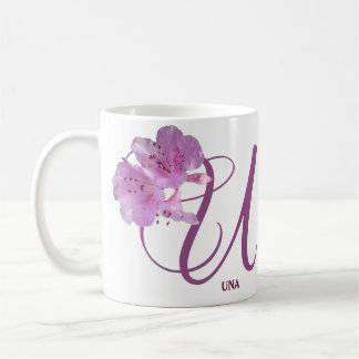 Snyggt anpassade Una namn söt rosa blommigt Kaffemugg