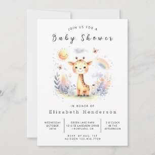 Snyggt Anpassningsbar Giraffe Baby Shower Inbjudningar