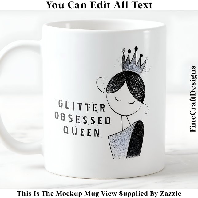 Snyggt Anpassningsbar Glitter Gnistra Queen 036 No Kaffemugg (Skapare uppladdad)