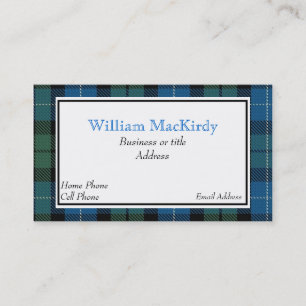 Snyggt Anpassningsbar MacKirdy Scottish Tartan Pla Visitkort