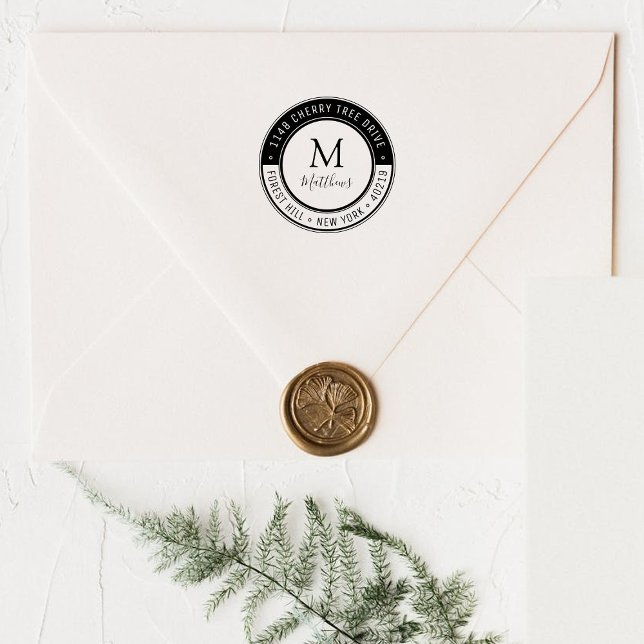 Snyggt Anpassningsbar Monogram efternamn och Retur Stämpel (Skapare uppladdad)