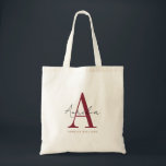 Snyggt Anpassningsbar Monogram Namn Script Calligr Tygkasse<br><div class="desc">Elegant, snyggt till väskan med ditt eget namn och monogram i ett handskrivet skript med kalligrafi i minimalistisk burgundi och svart, denna typografidrivna design ger en underbar gåva till medarbetare, lärare, tränare, flickvänner, pojkvänner, fruar, döttrar eller någon annan arbets- eller familjemedlem! Underbaren för kontoret, livsmedel shoppande eller skolan i chic...</div>