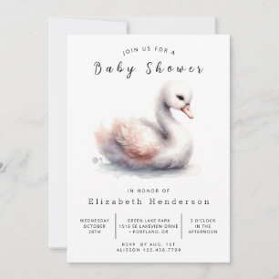 Snyggt Anpassningsbar Svan Baby Shower Inbjudningar