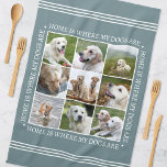 Snyggt Anpassningsbar Text Photo Collage Hundar Gr Kökshandduk<br><div class="desc">Skapa en handduk i personligen som visar nio omhuldade foton, inramade med hjärtan: "Hem är där min hundar är." Den här snyggten innehåller en fotokollage som ordnats i ett rutnätsformat och traditionell stil-text. Du kan anpassa texten till kostym på dina foton. Perfekt för foton av familj, vänner, barn eller husdjur....</div>