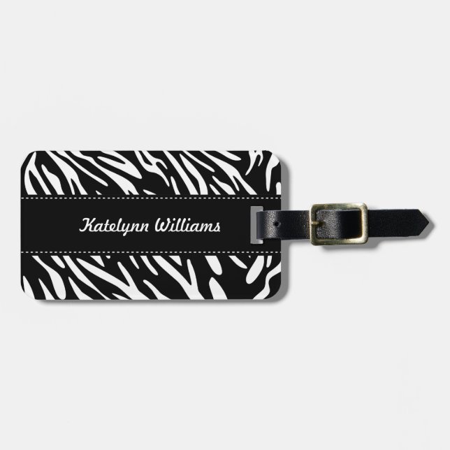 Snyggt Anpassningsbar Zebra tryck Luggage Tag Bagagebricka (Horisontell Framsida)