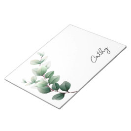 Snyggt Anteckningsblock med Grönt Blad Namn