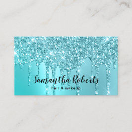 Snyggt aqua blue mynta glitter borrar hår och make visitkort