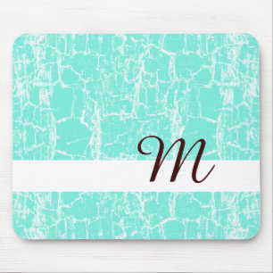 Snyggt Aqua Mint Crackle med Monogram initial Musmatta