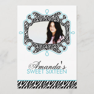 Snyggt Aqua Ram Sweet sixteen Inbjudningar