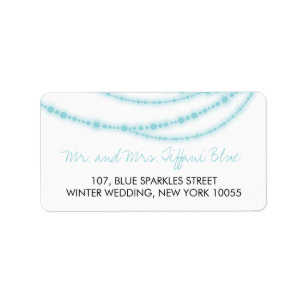 Snyggt Aqua Sparkles Glow Strands Bröllop Adress Adressetikett
