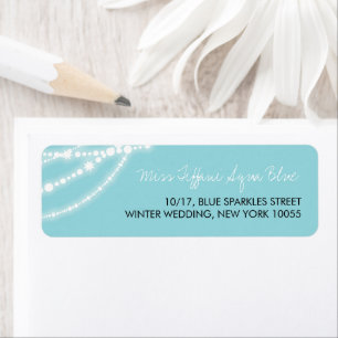 Snyggt Aqua Sparkles Glow Strands Bröllop Adress Returadress Etikett