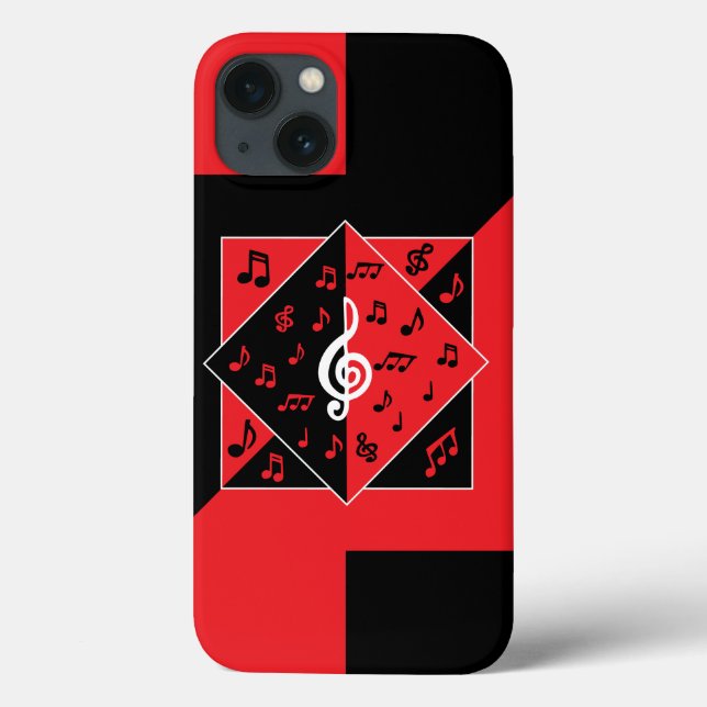 Snyggt Art Deco Musik noter Red Black White (Baksida)