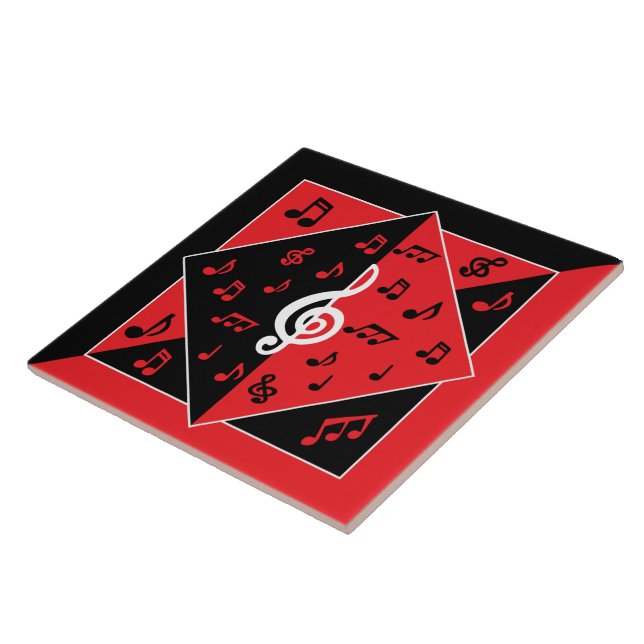 Snyggt Art Deco Musik noter Red Black White Kakelplatta (Sidan)