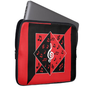 Snyggt Art Deco Musik noter Red Black White Laptop Sleeve