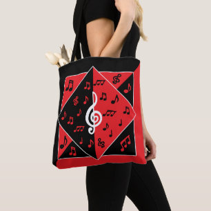 Snyggt Art Deco Musik noter Red Black White Tygkasse