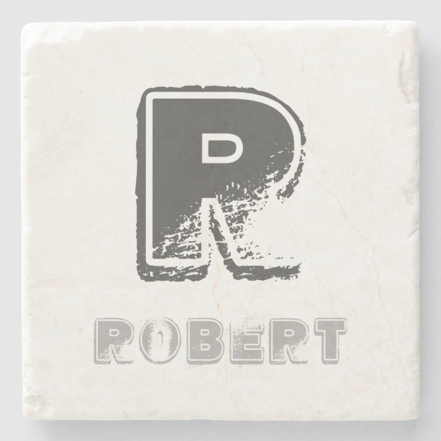 Snyggt av elegant Rustic Monogram-mall Stenunderlägg (Framsidan)