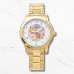 Snyggt av färgstarka faux broiderad Blommigt Armbandsur<br><div class="desc">Snyggten Faux Embroiderad Blommigt Womans Watches har en färgstark,  modern faux embrodery-blommigt i rosa,  lila,  orange och rött mot bakgrunden av pastellgrönt. Skapat av Evco Studio www.zazzle.com/store/evcostudio</div>