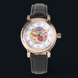 Snyggt av färgstarka faux broiderad Blommigt Armbandsur<br><div class="desc">Snyggten Faux Embroiderad Blommigt Womans Watches har en färgstark,  modern faux embrodery-blommigt i rosa,  lila,  orange och rött mot bakgrunden av pastellgrönt. Skapat av Evco Studio www.zazzle.com/store/evcostudio</div>