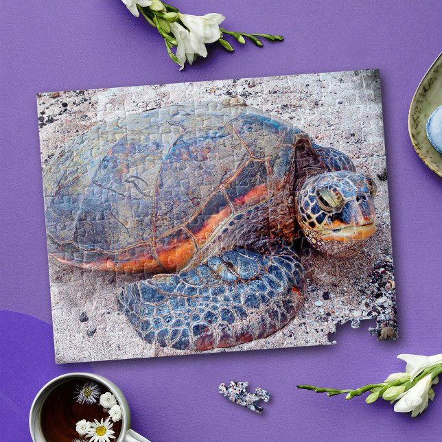 Snyggt av färgstarka Hawaii Honu Sea Turtle Photo Pussel (Skapare uppladdad)