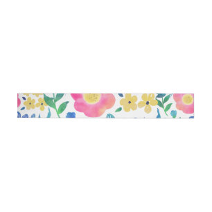 Snyggt av handmålning av blommor med låg rosa etikettband