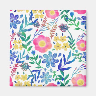 Snyggt av handmålning av blommor med låg rosa magnet
