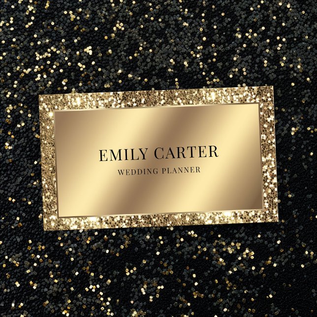 Snyggt av luxury Guld Faux Metallic QR code Glitte Visitkort (Skapare uppladdad)