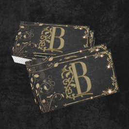 Snyggt av lyxminimala Monogram Black Guld-Chicen Visitkort