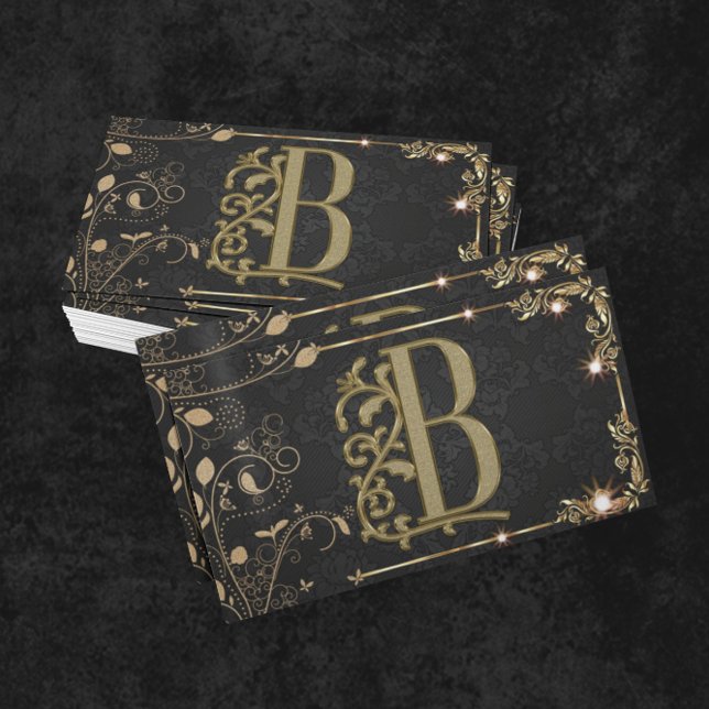 Snyggt av lyxminimala Monogram Black Guld-Chicen Visitkort (Skapare uppladdad)