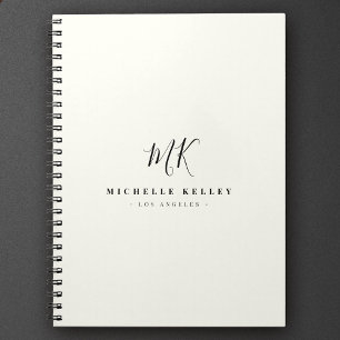 Snyggt av lyxminimala svartvita monogram-Chic i El Anteckningsbok